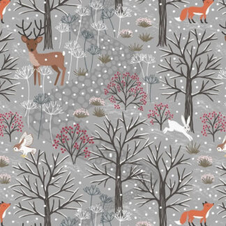 Winter In Bluebell Wood Flannel - 642F-1 - Winter Woods - Grey - Lewis & Irene