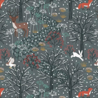 Winter In Bluebell Wood Flannel - 642F-3 - Winter Woods - Grey-Blue - Lewis & Irene