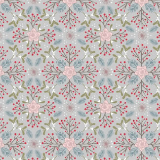 Winter In Bluebell Wood Flannel - 645F-2 - Winter Floral - Grey - Lewis & Irene